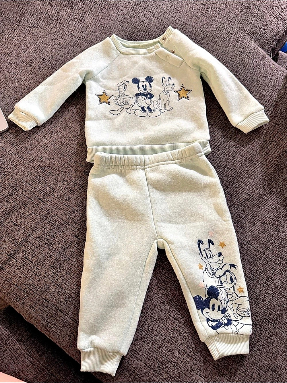 Disney Mint Green Mickey Friends Baby Sweatshirt Set